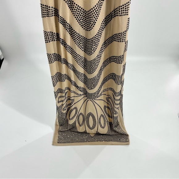 Banjul‎ Rhinestone Waves Body-Con Nude Stretchy midi shear dress Medium - Picture 7 of 16